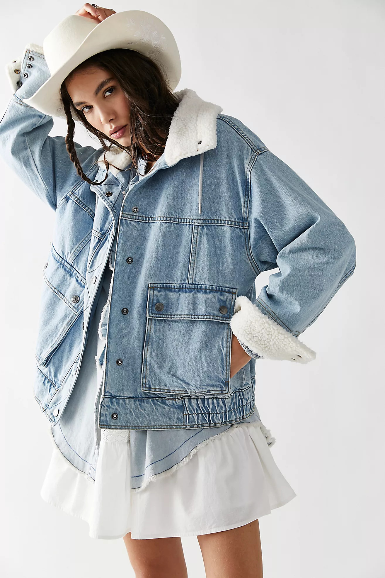 Ariel Cozy Denim Bomber Jacket | Free People (Global - UK&FR Excluded)