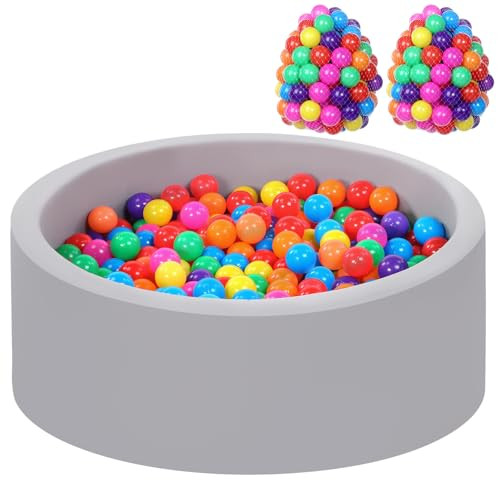 Wilwolfer Foam Ball Pit, Ball Pit for Toddlers, Gray, 200 Rainbow Balls | Amazon (US)