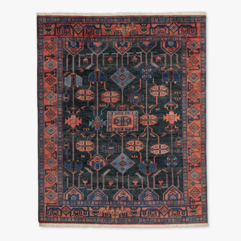 Eros Hand-Knotted Red and Blue Wool Area Rug 5'x8' + Reviews | CB2 | CB2