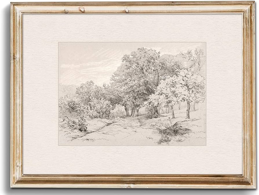 Uniro Neutral Wall Art for Home Decor, Farmhouse Landscape Tree Sketch Drawing Wall Decor, Rustic... | Amazon (US)