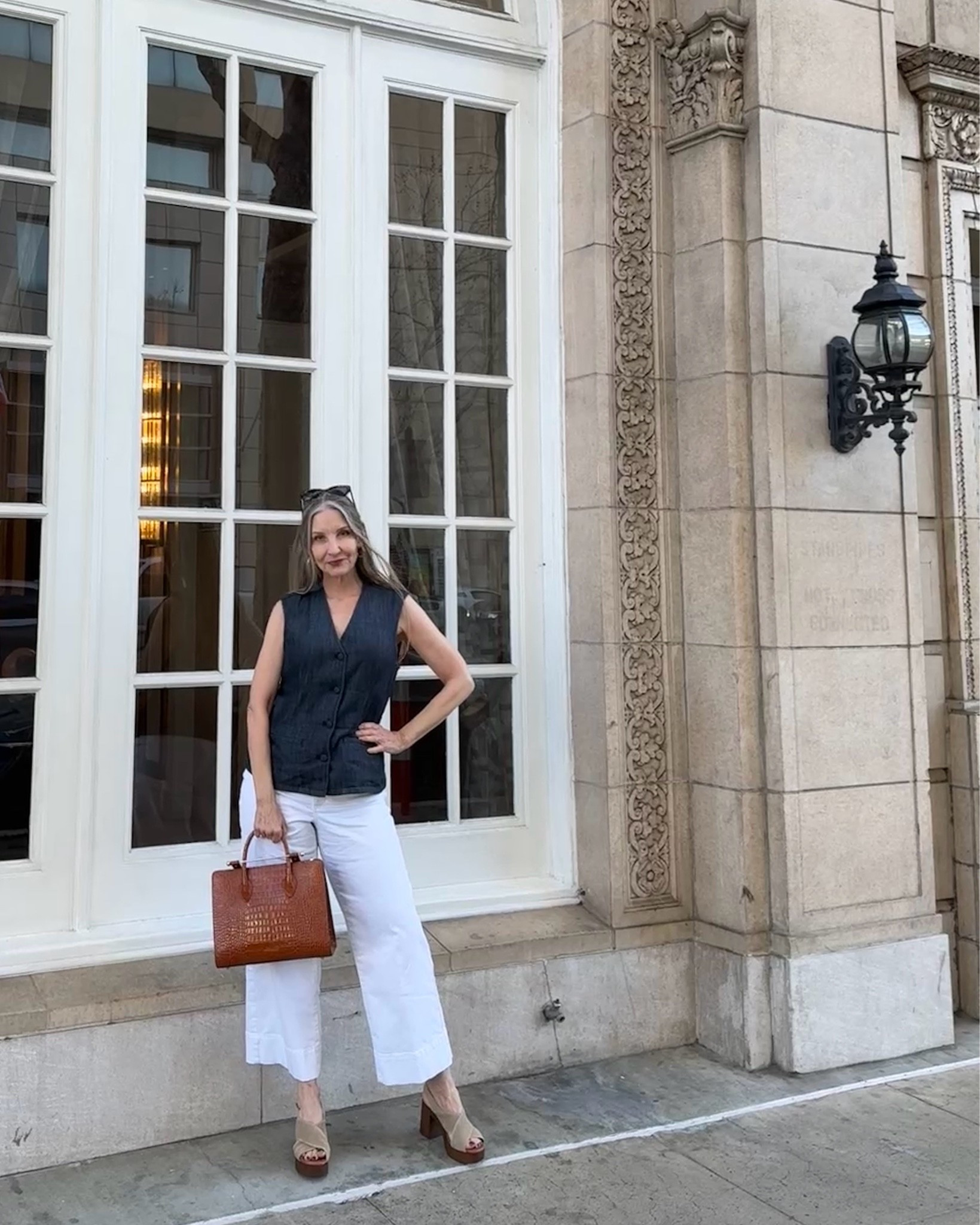 Simple summer style. Size down 1 size in jeans. #denimvest #whitejeans #pearshaped #ootdover50 #leathersatchel

#LTKOver40 #LTKSeasonal #LTKMidsize