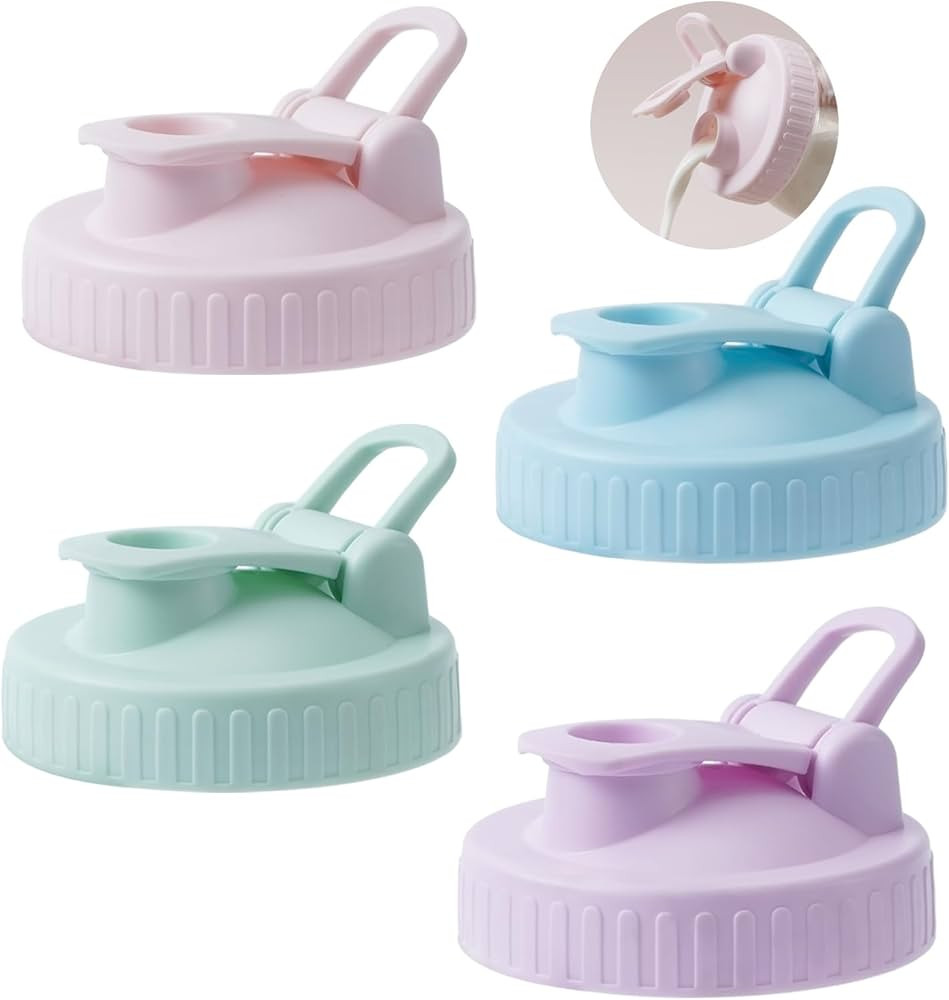 Wide-Mouth Mason Jar Pour Spout Lid - 4 Pack Colorful No Leak Mason Jar Pour Spout Lid, Mason Jar... | Amazon (US)