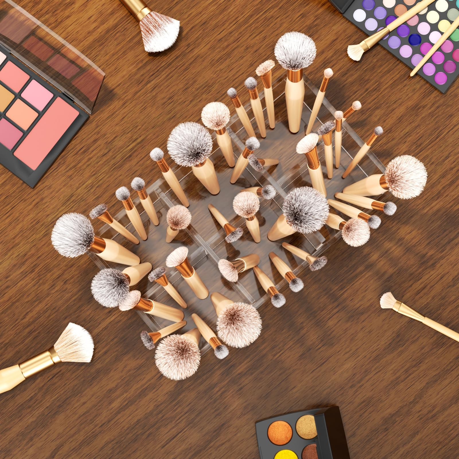 HIIMIEI Clear Makeup Brush Holder Organizer Acrylic 6-Slots Cosmetic Brushes Storage Organizer fo... | Amazon (US)