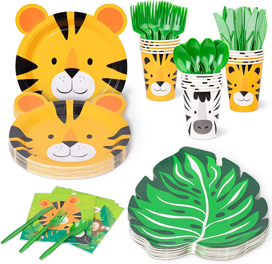 Amazon.com: DECORLIFE Safari Plates and Napkins Serves 16, Safari Theme Party Supplies Includes A... | Amazon (US)