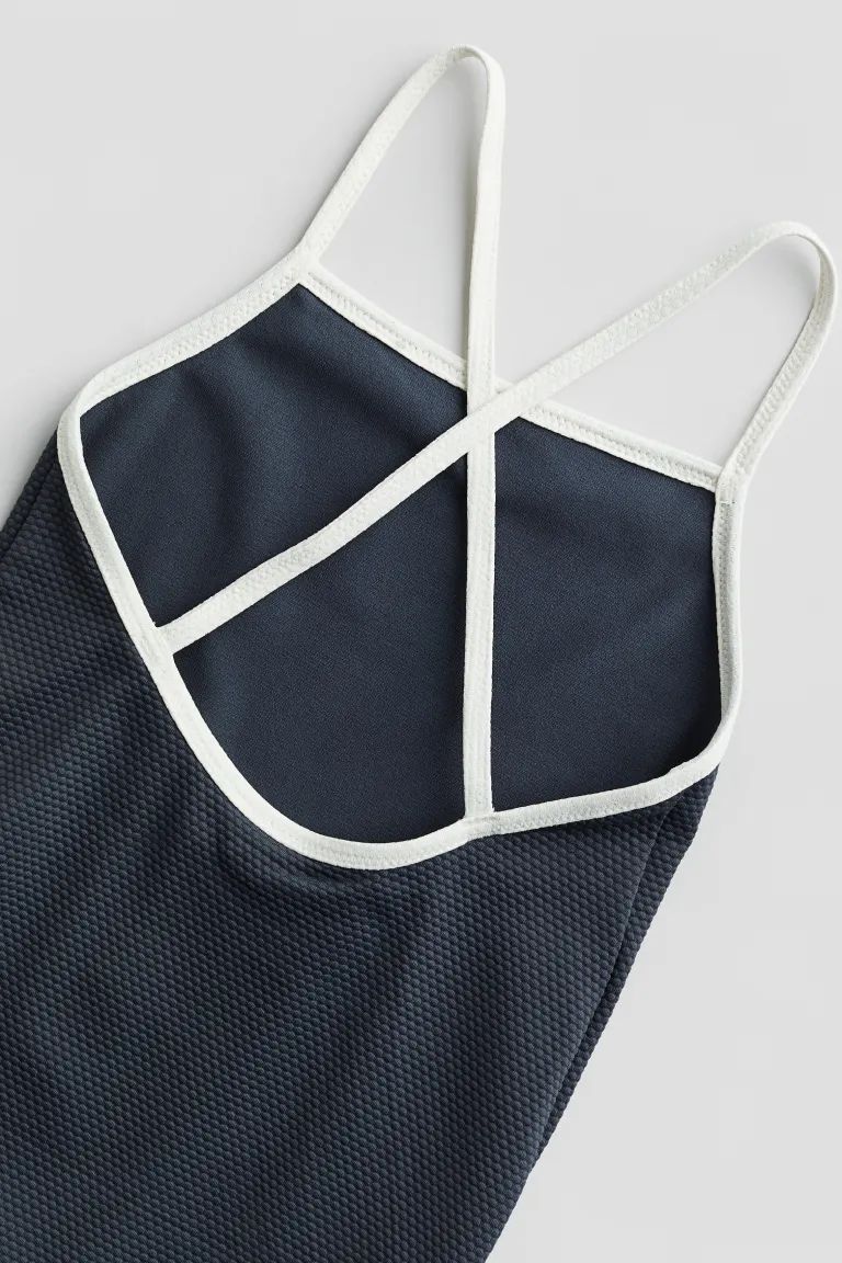 Textured Swimsuit - Navy blue - Kids | H&M US | H&M (US + CA)