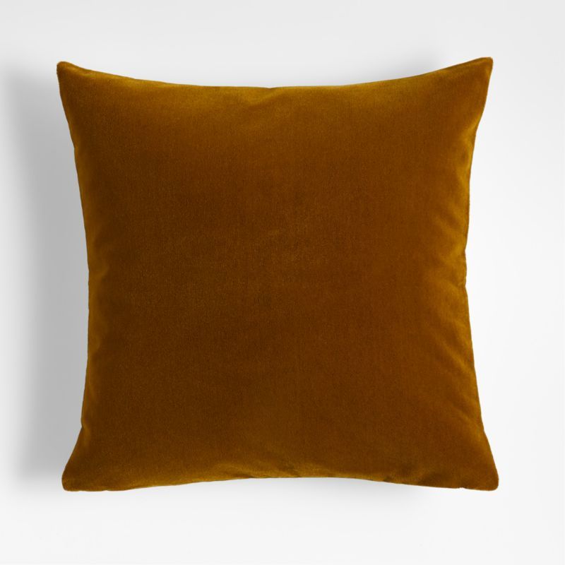 Ocher 20"x20" Square Reversible Faux Mohair Linen Decorative Throw Pillow with Feather-Down Inser... | Crate & Barrel