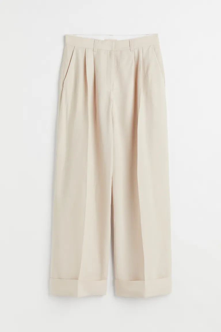 Wide lyocell-blend trousers | H&M (UK, MY, IN, SG, PH, TW, HK)