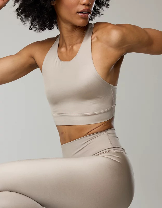 OFFLINE By Aerie Goals Gloss High Neck Sports Bra | Aerie