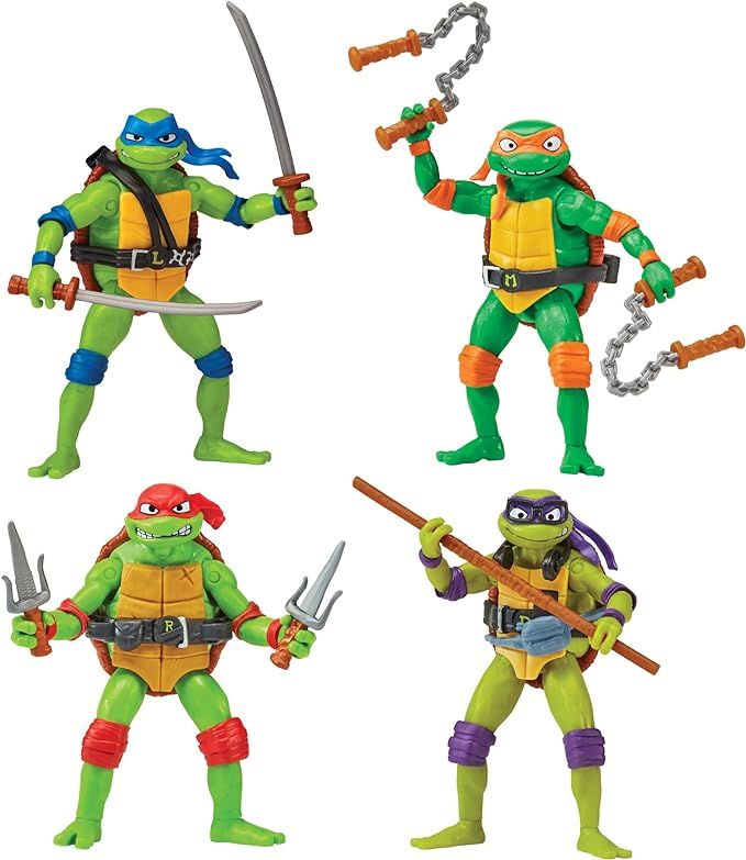 Teenage Mutant Ninja Turtles: Mutant Mayhem Basic Figure Turtle 4-Pack Bundle by Playmates Toys | Amazon (US)