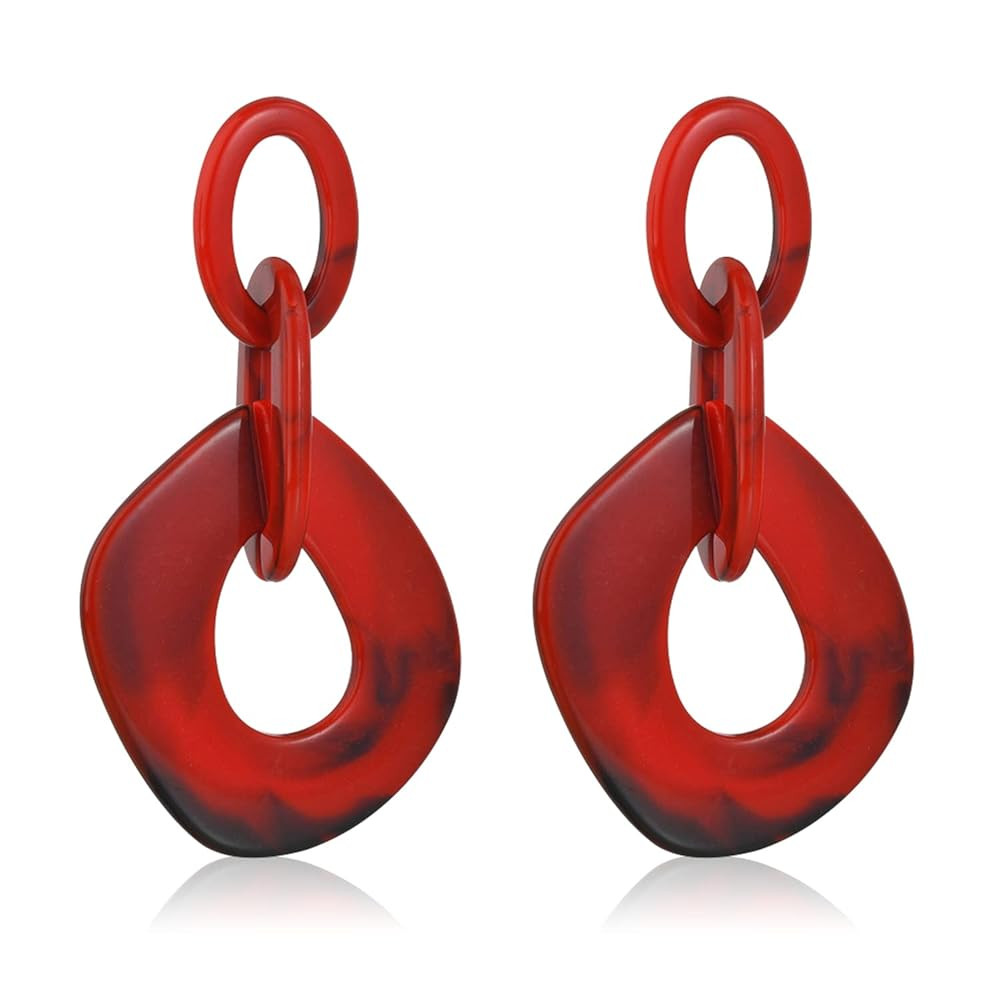 Unique Bohemian Vintage Acrylic Geometry Dangle Drop Earrings Creative Hollow Round Huge Chain St... | Amazon (US)