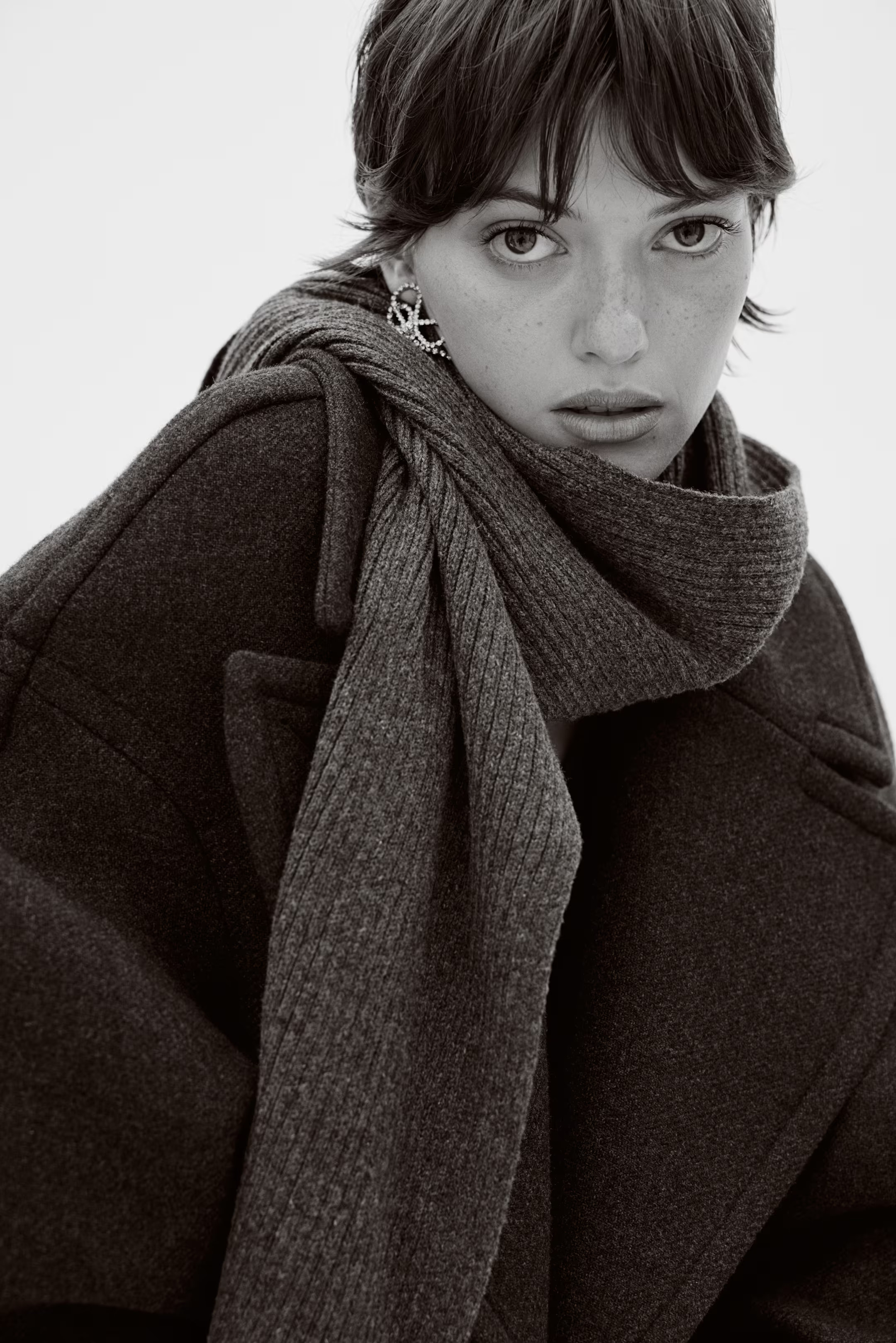 Rib-knit scarf - Dark grey marl - Ladies | H&M GB | H&M (UK, MY, IN, SG, PH, TW, HK)