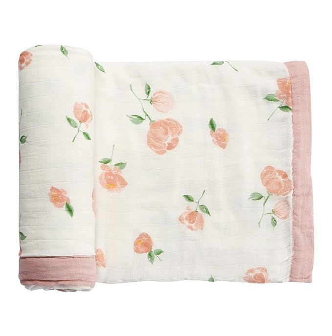 Monfish Muslin Baby Toddler Blanket- Large, Ultra-Soft Pink Rose Blanket for Girls- Bamboo Baby E... | Amazon (US)