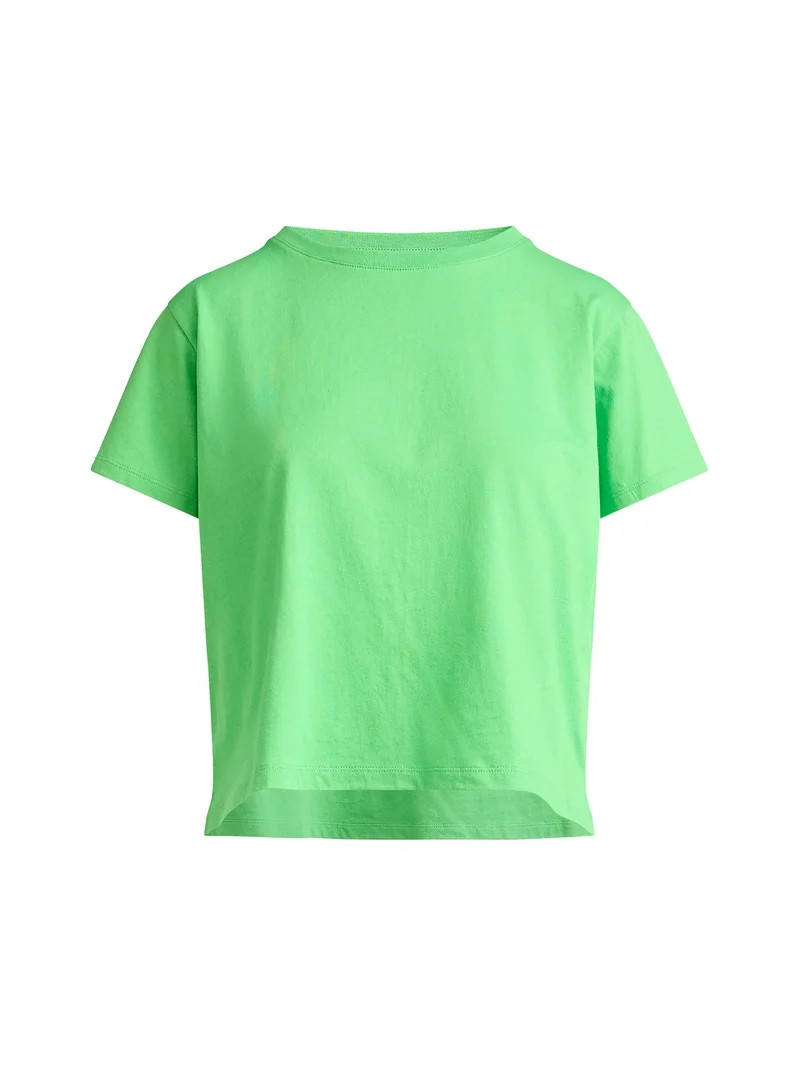 Free Assembly Women's and Women's Plus Cotton Cropped Boxy Tee with Short Sleeves, Sizes XS-4X | Walmart (US)