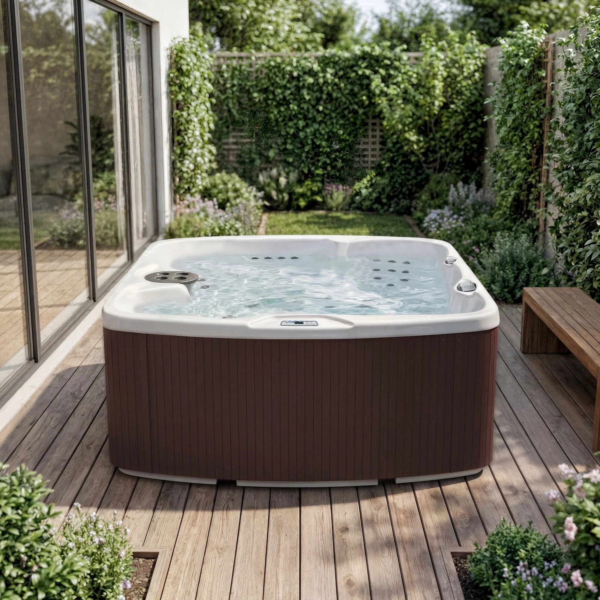 Lifesmart LS550 Plus 230 Volt 5-Person 65-Jet Rectangle Hot Tub with Ozonator 401426510600.22 | Wayfair North America