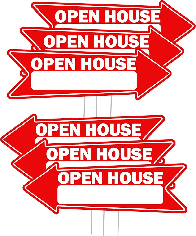 6Pc Open House Arrow Yard Sign For Sale By Owner Realtor Real Estate Yard Sign Arrows | Amazon (US)