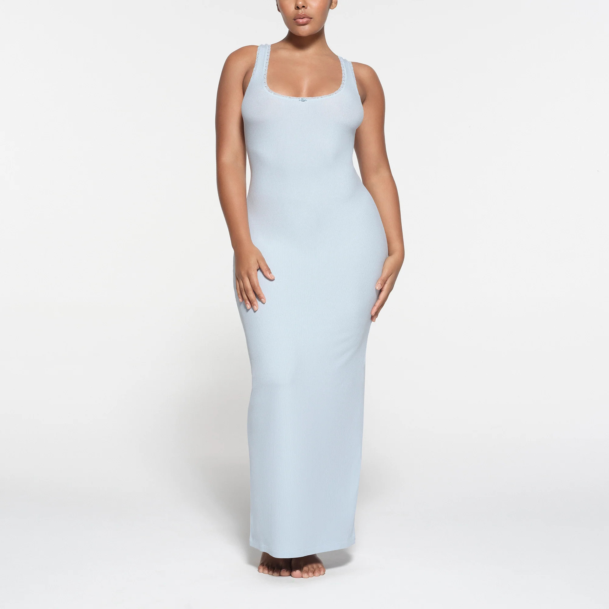 SKIMS Scoop Neck Dress | Blue | XL | Soft Lounge Lace | SKIMS (US)