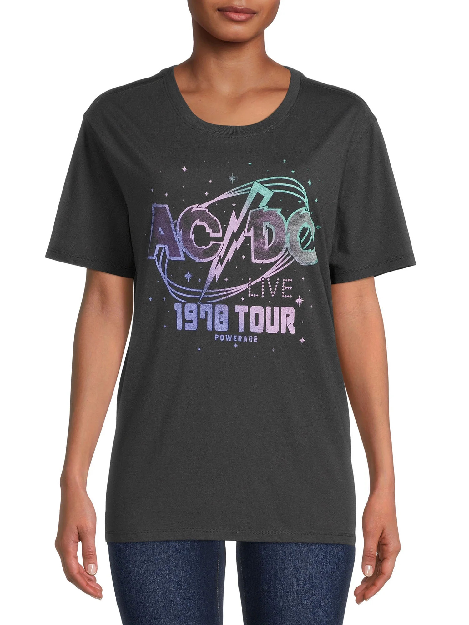 Time & Tru Women’s ACDC Tour Short Sleeve Graphic Band Tee | Walmart (US)