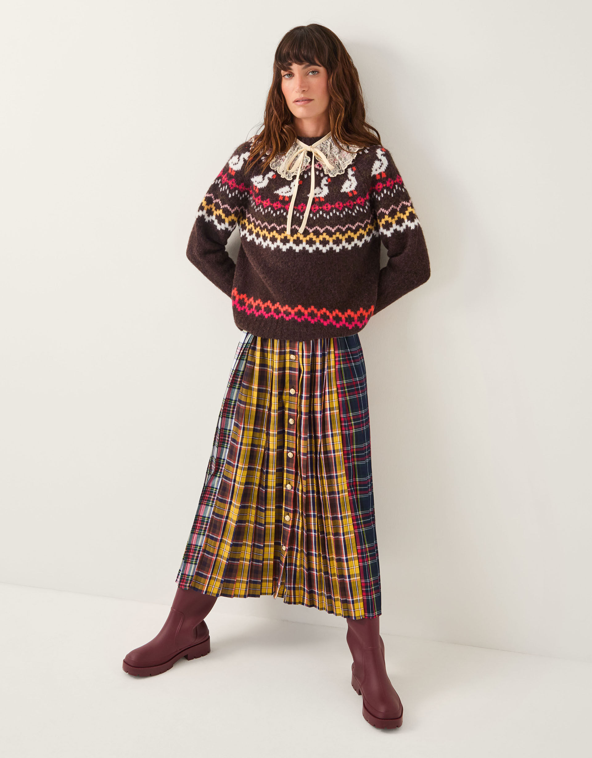 Monsoon x Sarah Corbett-Winder Duck Fair Isle Jumper Brown | Monsoon (UK)