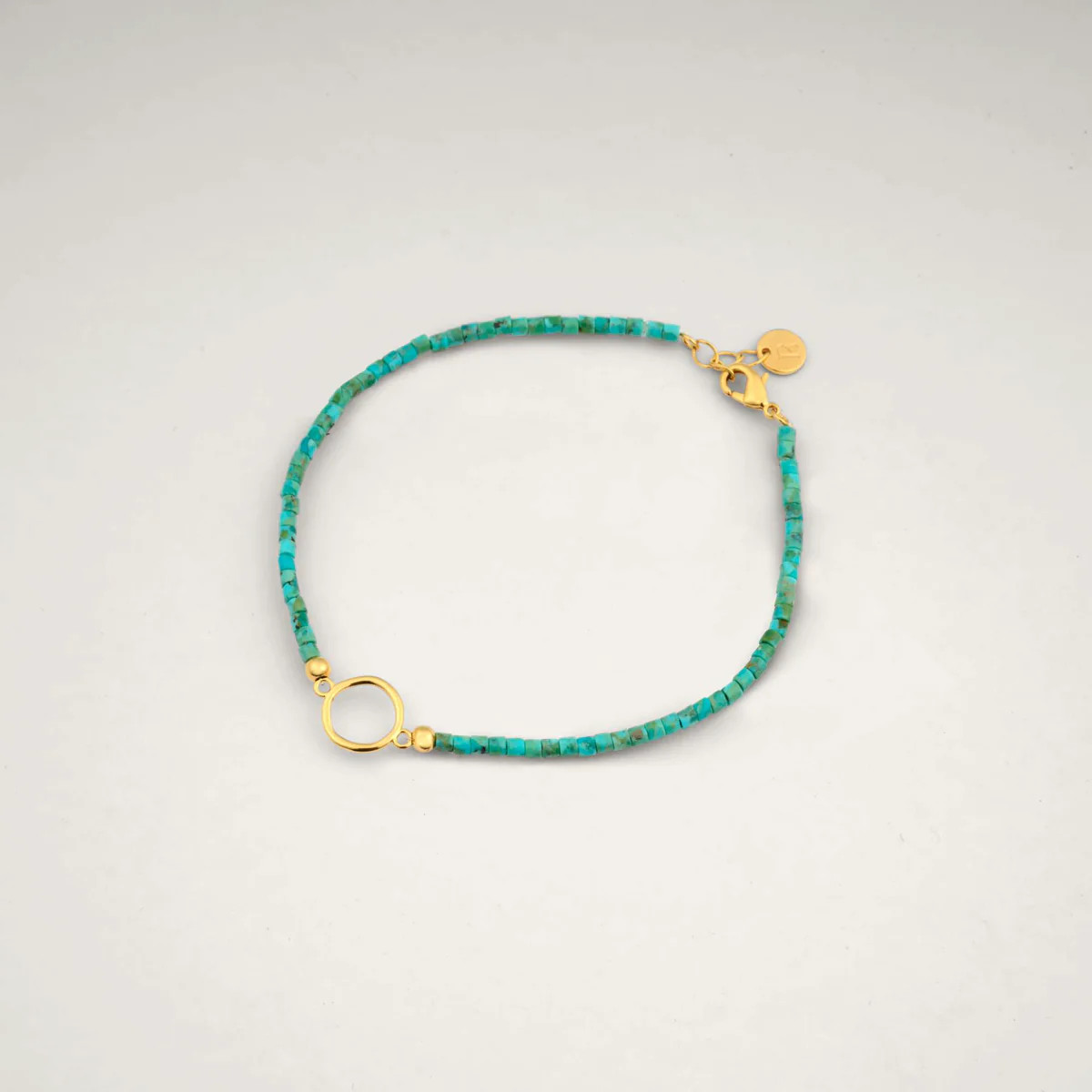 Turquoise Beaded Bracelet with Circle Charm | Alba Bracelet | Raiz