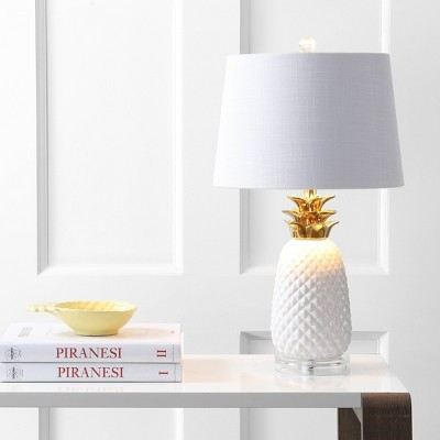 JONATHAN Y 23" Ceramic Pineapple Table Lamp (Includes LED Light Bulb) White: Modern Drum Shade, UL Listed | Target
