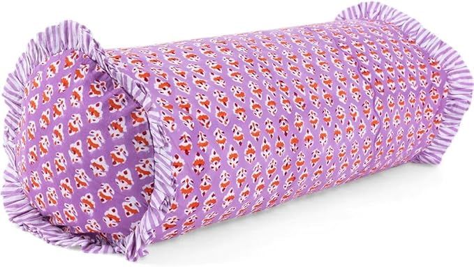 Ambroeus Bolster Pillow Cover - Handmade Throw Pillow Cover, Colorful Block Print Design & Stripe... | Amazon (US)