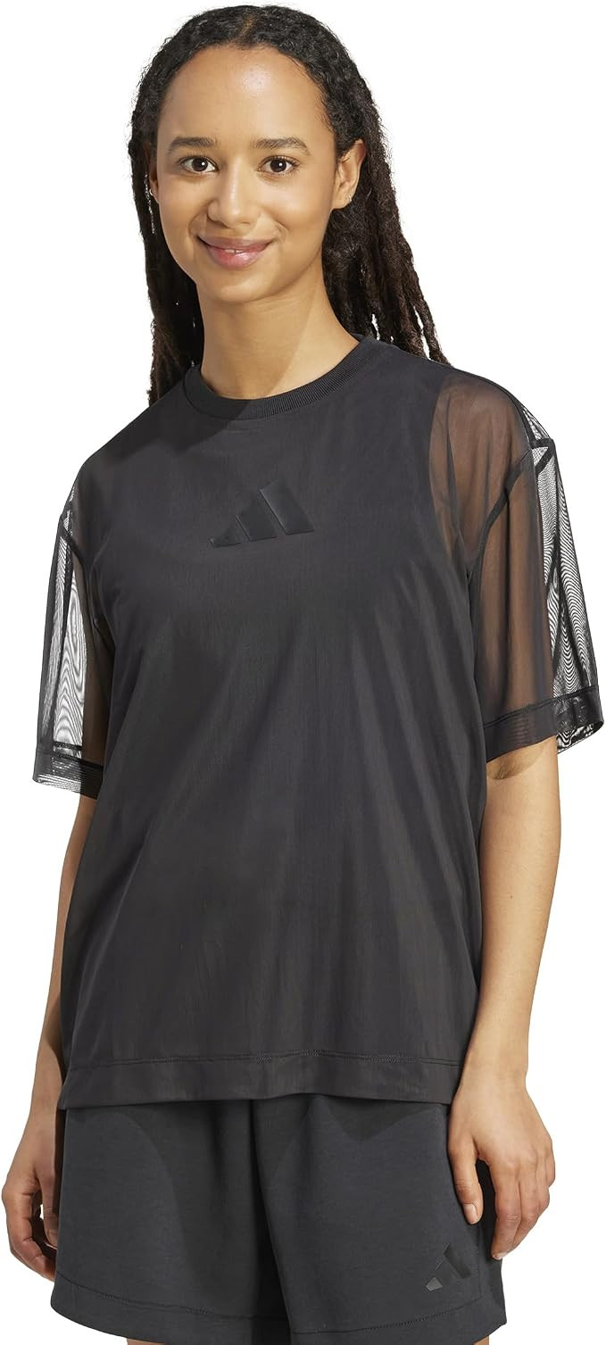 adidas Women's All Szn Soft Lux Mesh Loose T-Shirt | Amazon (US)