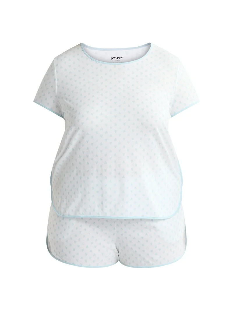 Joyspun Women's and Women’s Plus Lightweight Sleep Tee and Shorts Set, 2-Piece, Sizes XS to 3X | Walmart (US)