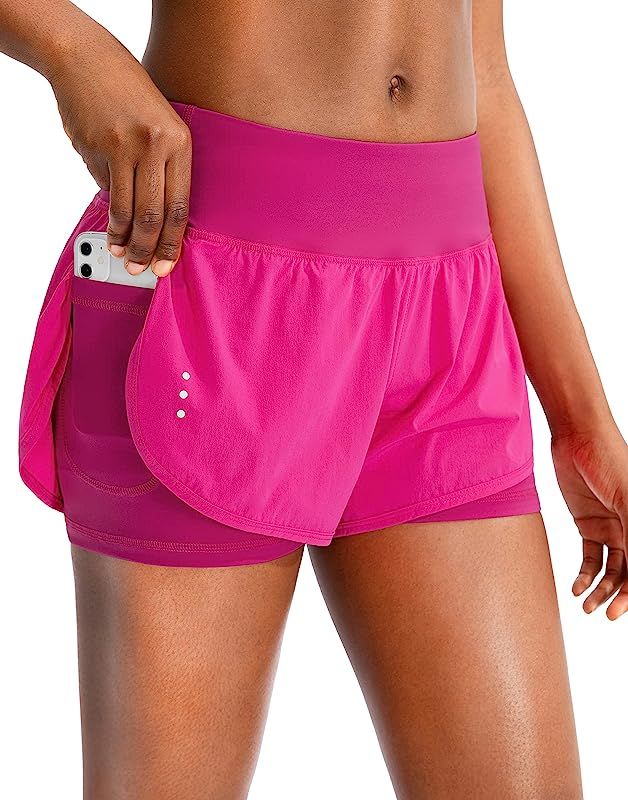 Women's 2 in 1 Running Shorts Hihg Waisted Spandex Shorts Gym Yoga Workout Athletic Shorts for Wo... | Amazon (US)