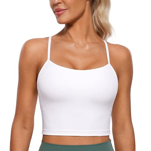 CRZ YOGA Womens Butterluxe Y Back Longline Sports Bras - Spaghetti Straps Racerback Padded Yoga W... | Amazon (US)