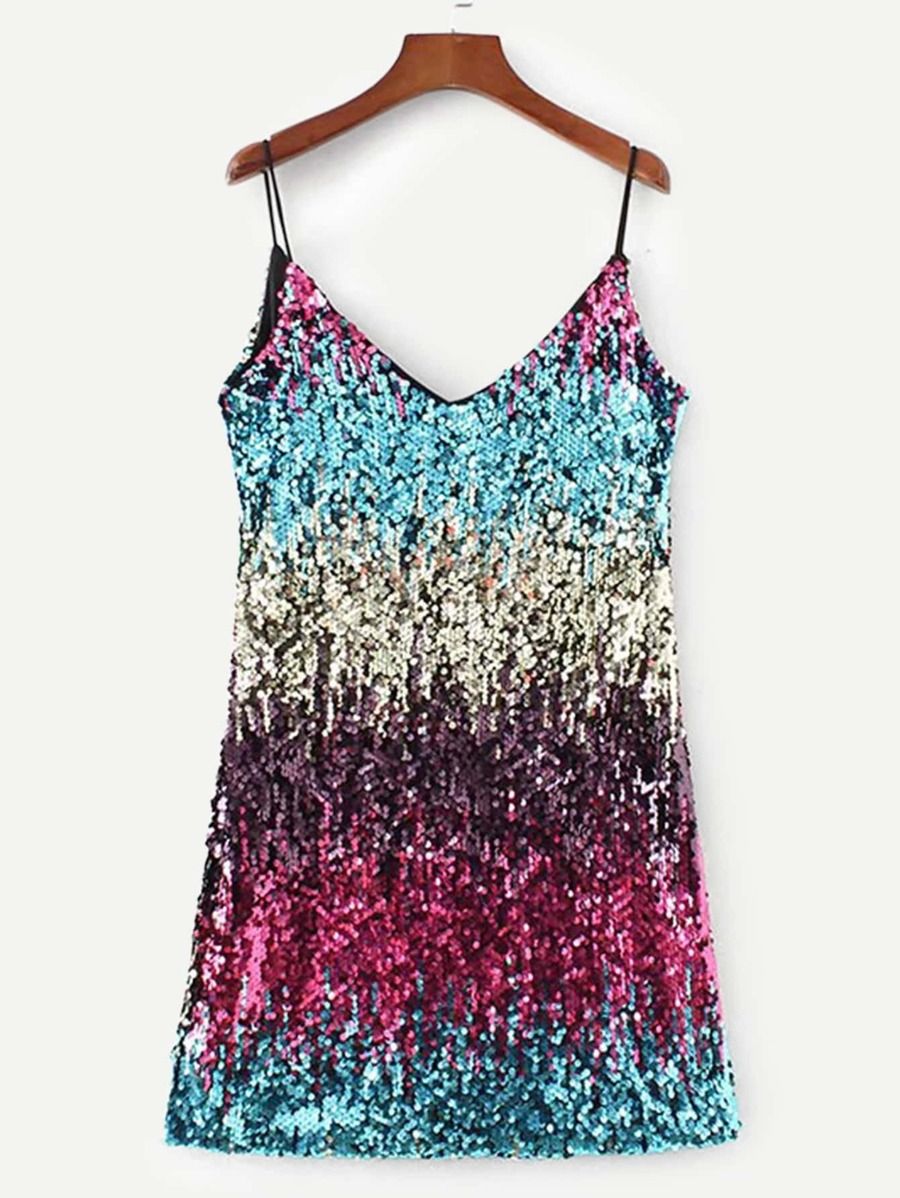 Colourful Sequin Cami Dress | SHEIN