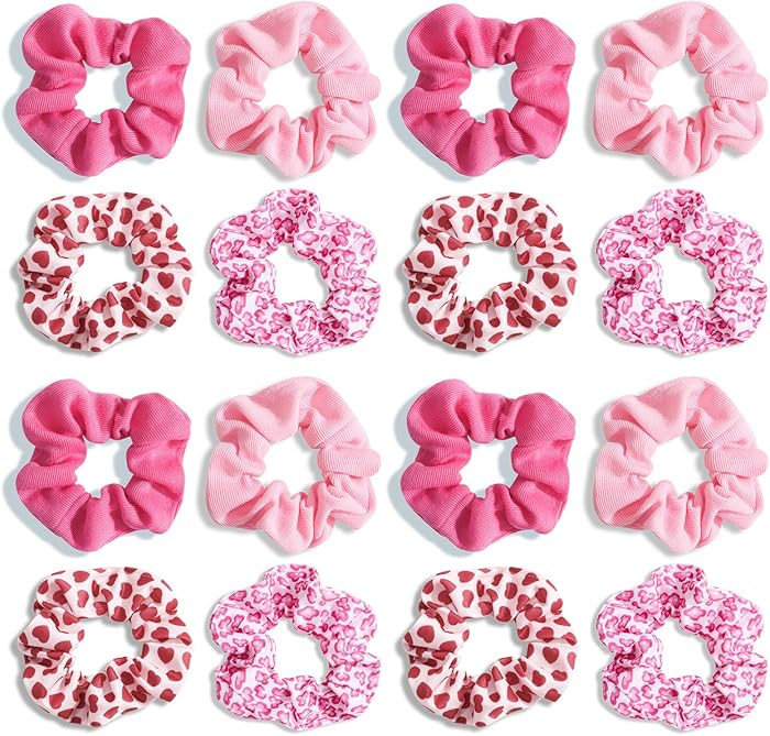 Semato Galentines Day Gifts for Girls 16 Pcs Pink Scrunchies Valentines Gifts Hair Ties Scrunchie... | Amazon (US)
