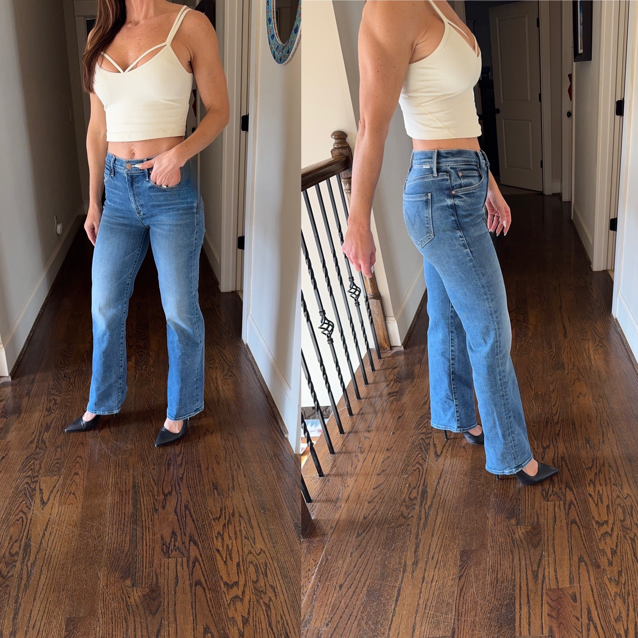 The mother jeans you cannot live without. If in between size down. I am wearing the color BITCHIN in a size 25. Perfect for jeans or sneakers. Love the little flare at the bottom.

#LTKFindsUnder100 #LTKootd #LTKOver40
