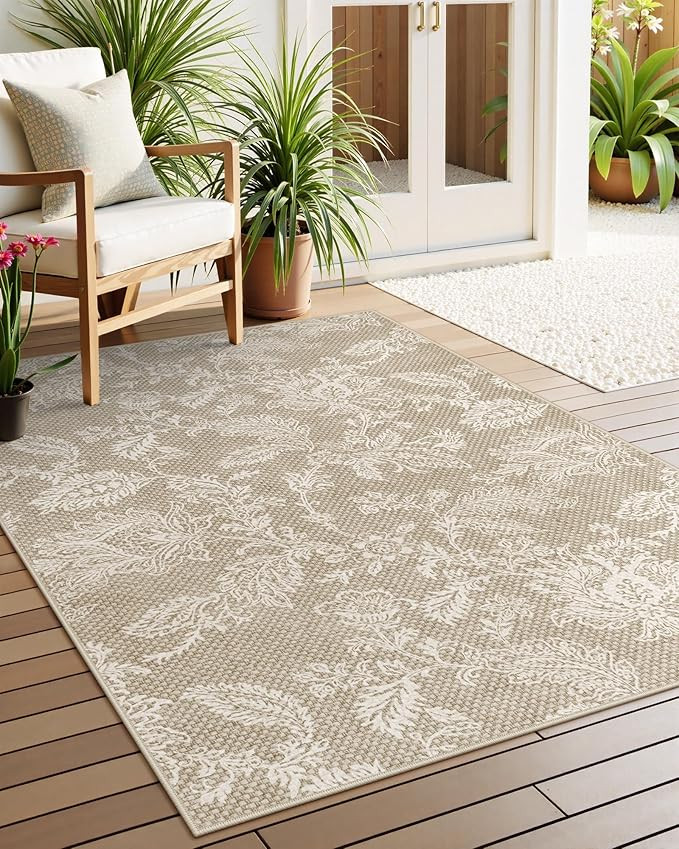 Lahome Floral 5x7 Rug - Machine Washable Area Rugs for Living Room Non-Slip Soft Bedroom Rugs 5x7... | Amazon (US)