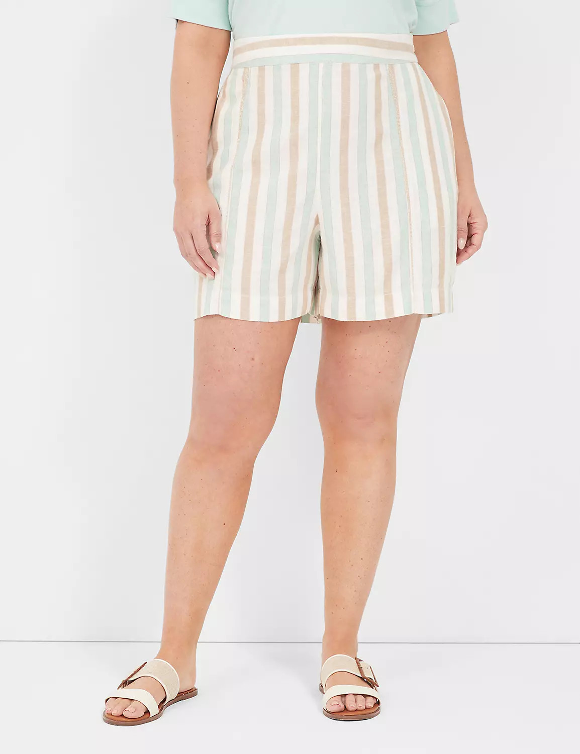 Pull-On Linen Stripe Short | LaneBryant | Lane Bryant (US)