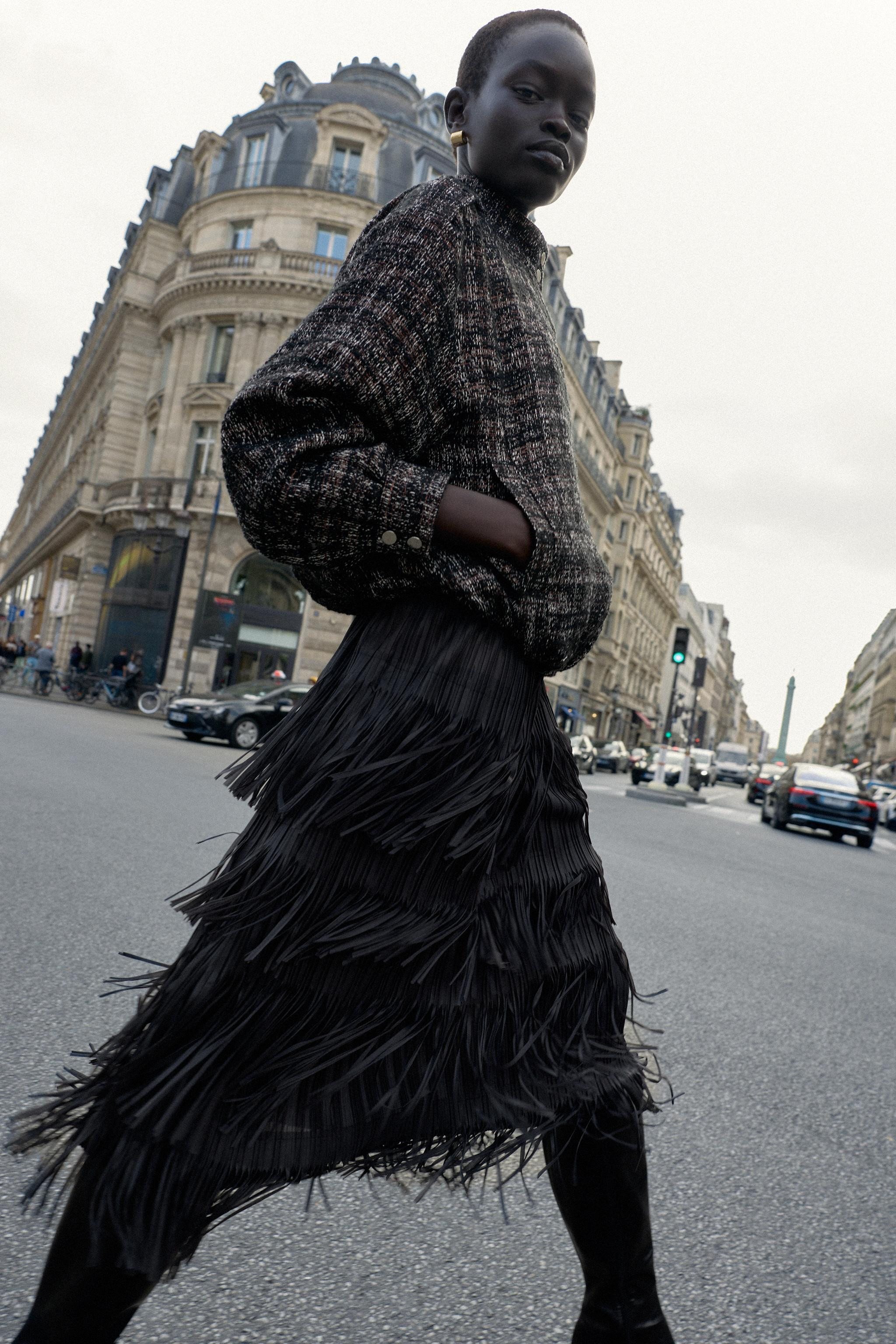 FRINGED MIDI SKIRT | Zara UK