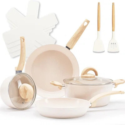 Non Stick Pots And Pans Set, Healthy Ceramic Cookware Set, 12Pcs Kitchen Cooking Pots And Frying Sauce Saute Pans Set, PFAS-Free With Kitchen Utensils | Wayfair North America