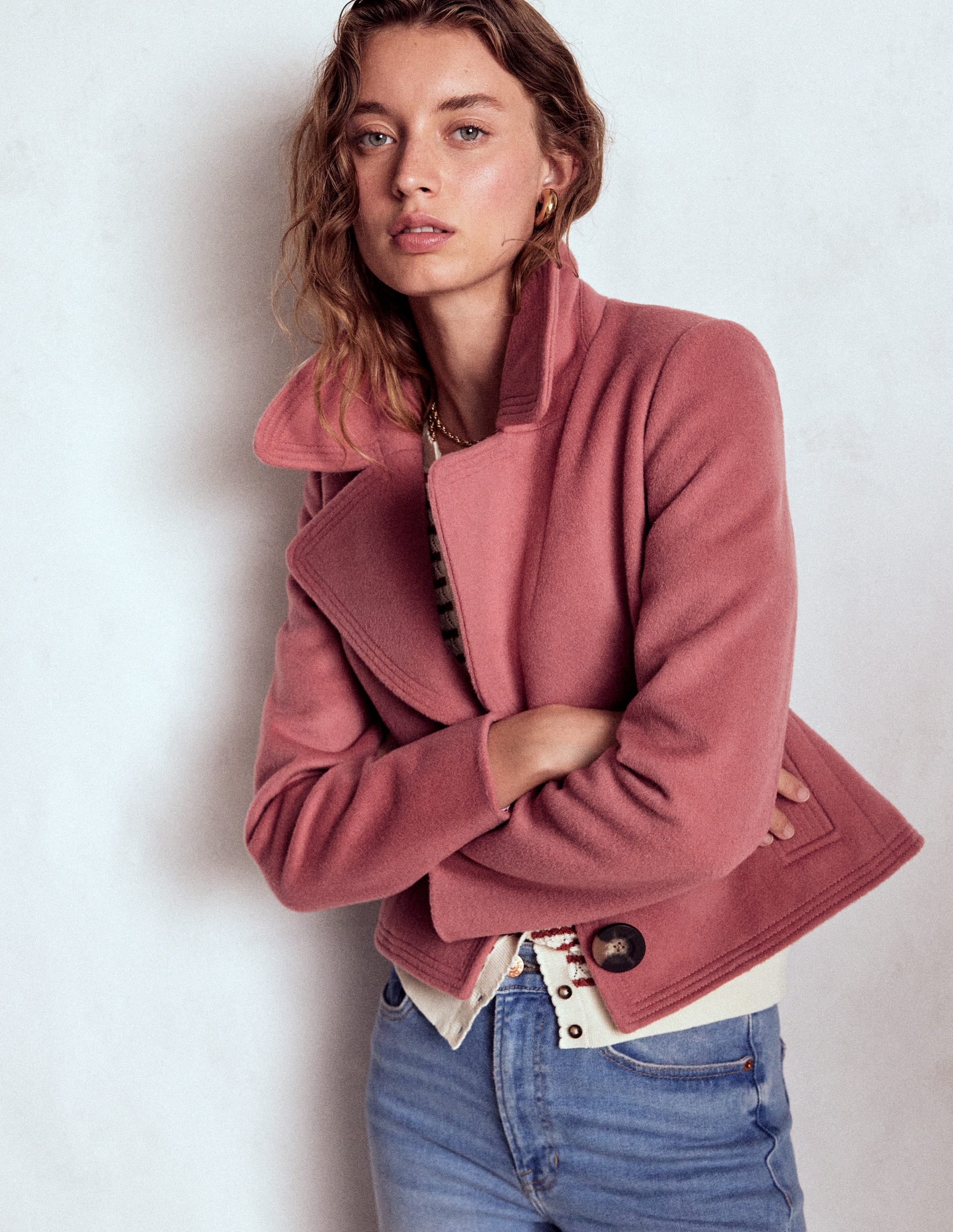 Topstitch Jacket-DUSTY PINK | Boden UK