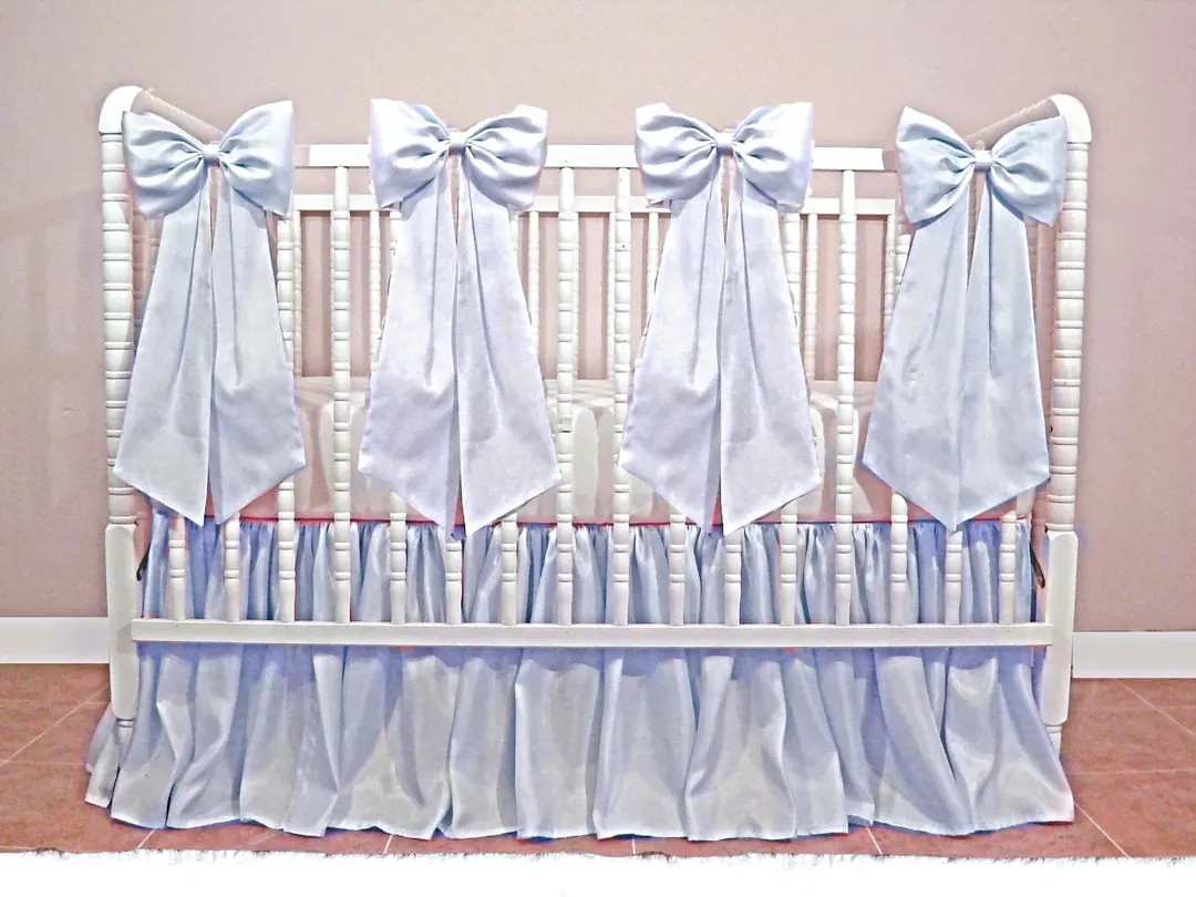 Dusty Blue Boy's Crib Set - Full Soft Skirt With 2, 3 Or4 Large Bows! Free Shipping! - Etsy | Etsy (US)
