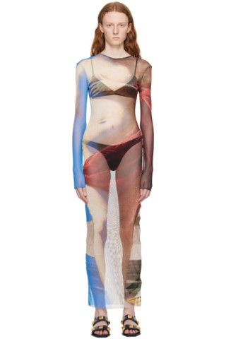 Beige Trompe-L'œil Maxi Dress | SSENSE