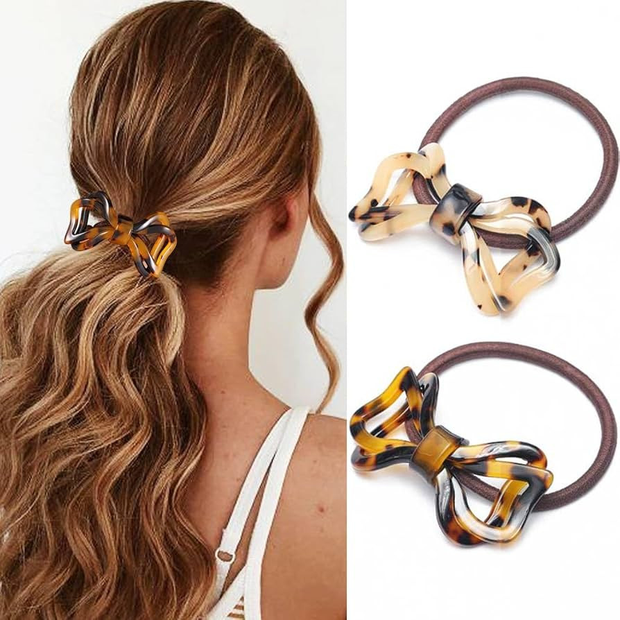 CAKURE Bow Hair Ties Tortoise Shell Ponytail Holder Bow Hair Accessories for Women and Girls (Pac... | Amazon (US)