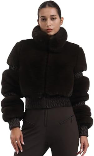 GSOU SNOW Women Ski Jacket Faux Fur Snowboard Coat Snow Cropped Jacket Winter Outdoor Warm | Amazon (US)