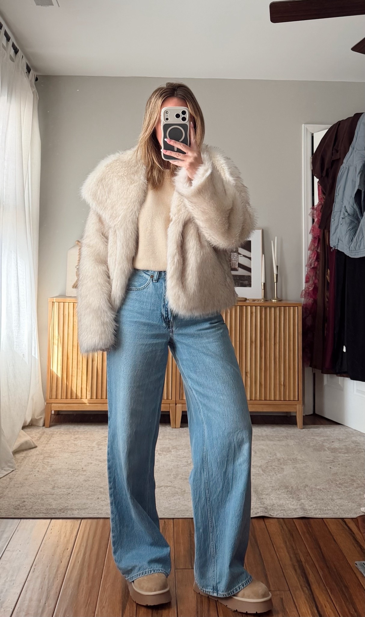 cozy winter outfit! size M sweater + coat. size 27 curve love denim in long. for anything vici code LEANN40 Is active for 40% off site wide! vici, amazon, abercrombie,

#LTKootd #LTKFindsUnder100