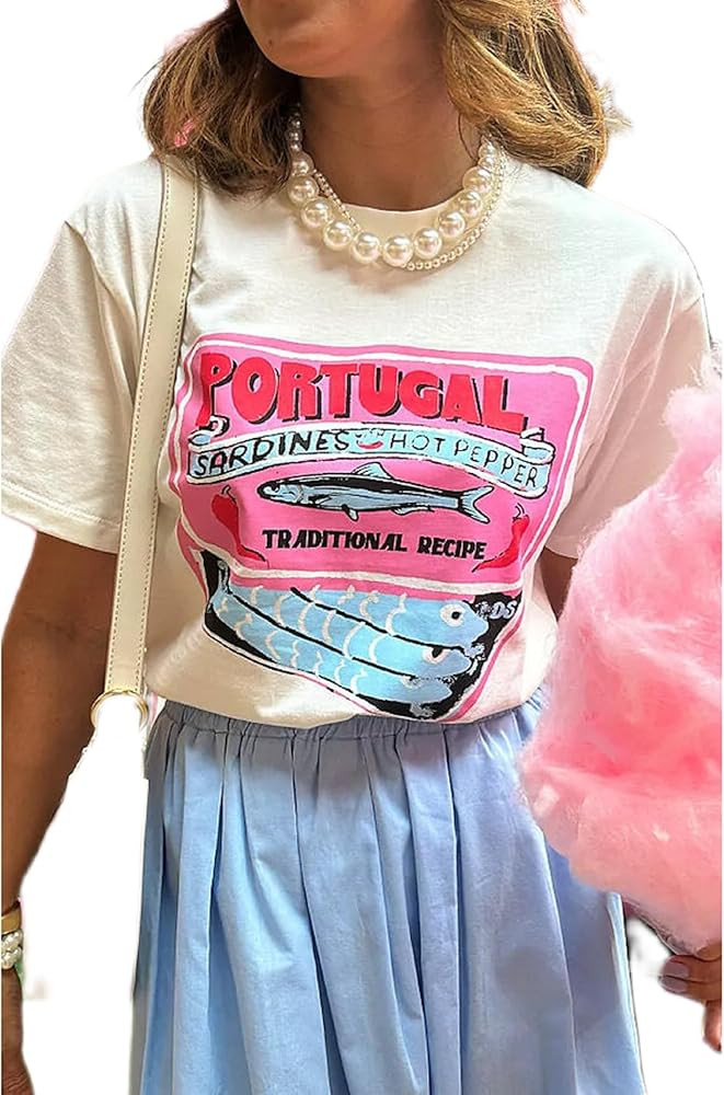 Women Y2K Graphic Oversized T Shirt Loose Fit Seashell Lobster Tees Preppy Short Sleeve Coastal B... | Amazon (US)