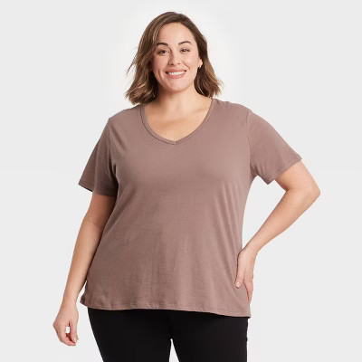 Women's Plus Size V-Neck Essential T-Shirt - Ava & Viv™ | Target