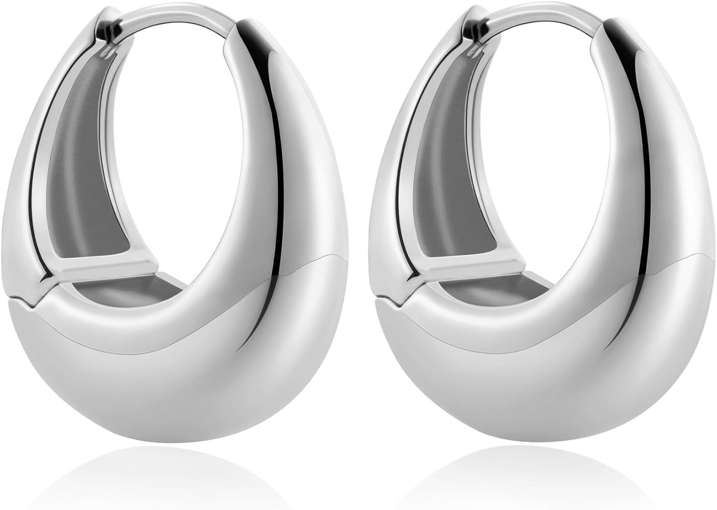 ​UNIQUEYOO Chunky Gold Earrings and Silver Hoop Earrings for Women, 18k Gold Plated Huggie Hoop... | Amazon (US)