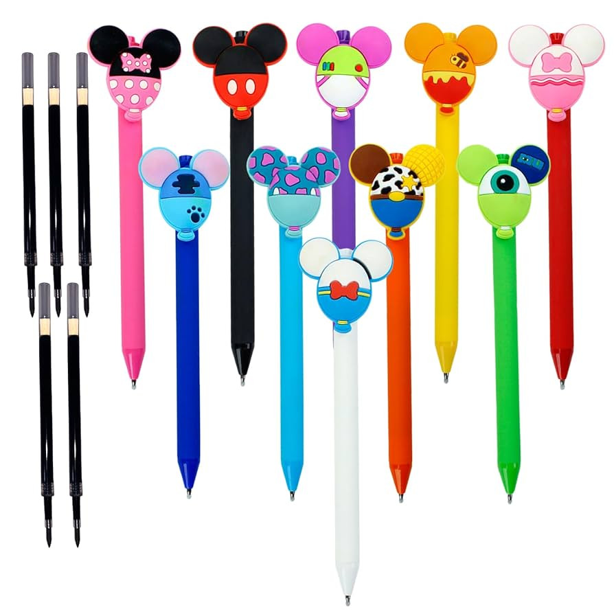 10pcs Mouse Head Character Ears Pens Set, Retr ctable Ballpoint Pen, Multi Color Jumbo Autograph ... | Amazon (US)