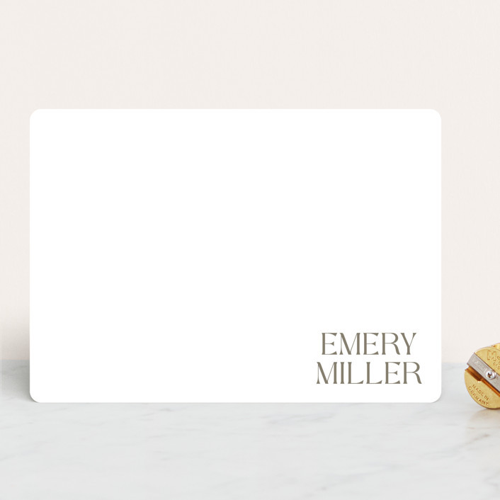 "Corner Block" - Customizable 5x7 Personalized Stationery in Beige by Robert and Stella. | Minted