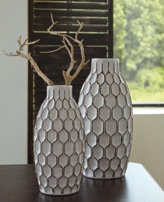 Dionna Vase (Set of 2), White | Ashley