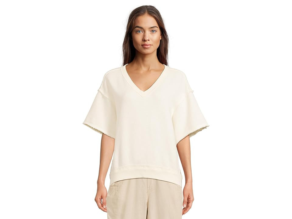 Free People So Easy Sweatshirt Women's T Shirt Clean Ivory : XL (Women's 14), Cotton | Zappos