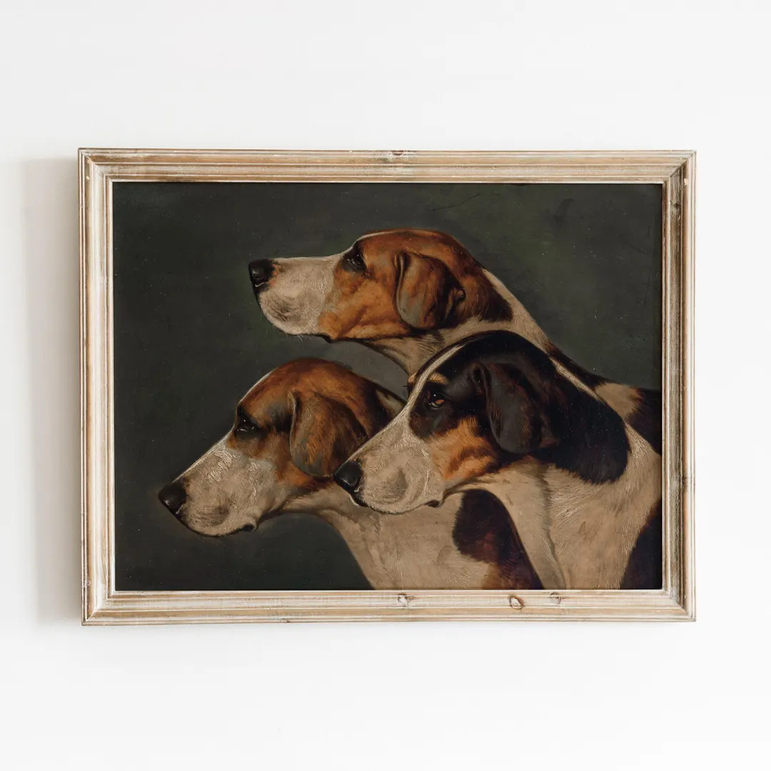 Three English Foxhounds | Vintage Dog Art | Animal Oil Painting | Old Hunting Hound | Digital Dow... | Etsy (US)